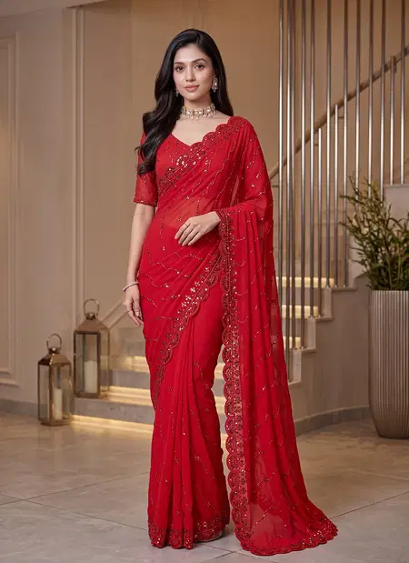 Aafreen By Dvd Fandy Satin Sequence Work Saree